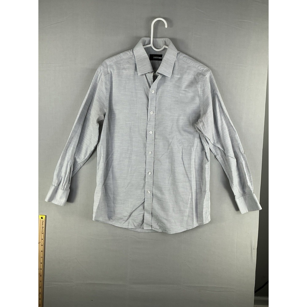 Deo‎ Veritas Custom Tailored Gray Cotton Button Front Shirt Mens M